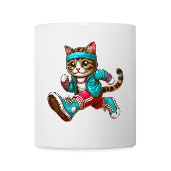 Cat jogging marathon running design - Mug - white - Front