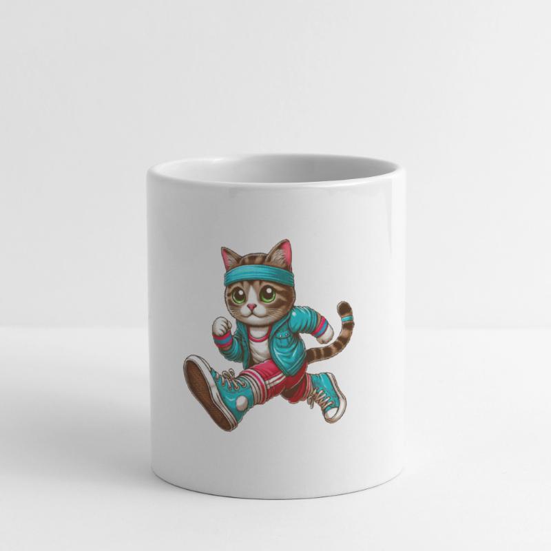 Conception de course à pied de marathon de jogging de chat Mug blanc