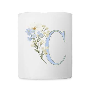 Buchstabe C mit floralem Motiv - Tasse - Weiß - Vorne