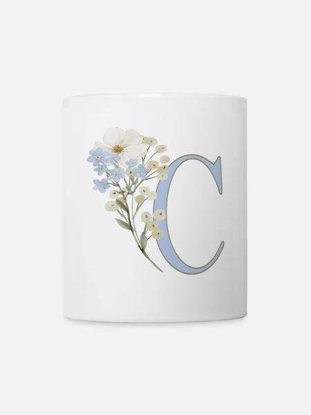 Buchstabe C mit floralem Motiv - Tasse - Weiß