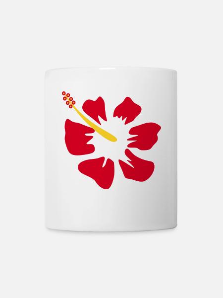 Blume rot rote Blumen rot rote Blumen Hibiskus - Tasse - Weiß