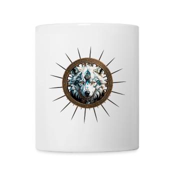 Génial loup steampunk blanc. - Mug blanc - blanc - Devant