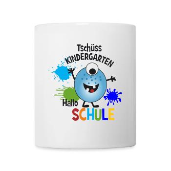 Monster Blue - Au revoir Maternelle - Bonjour l’école - Mug blanc - blanc - Devant