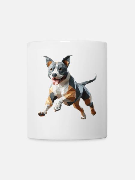 Staffy origami 3d geometric dog - Mug - white