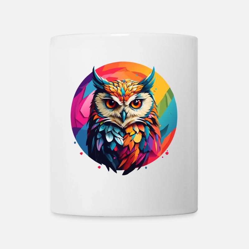 Bunte grafisch Eule für Eulenfans und Vogelfreunde - Tasse - Weiß