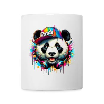Panda DJ Deejay mit Kopfhörern hört Musik - Tasse - Weiß - Vorne