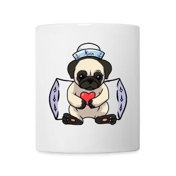 Pug Dog Heart Sailor Love Sailor Ahoy - Mug - white - Front
