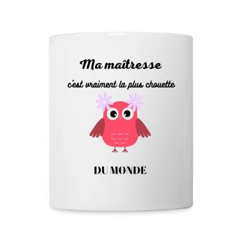 CHOUETTE MAITRESSE CADEAU FIN D'ANNEE MAITRESSE - Mug blanc - blanc - Devant