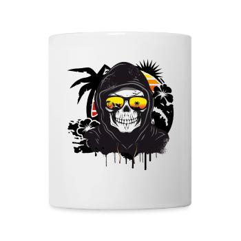 Skull,Skull,Skull with sunglasses on the beach - Mug - white - Front