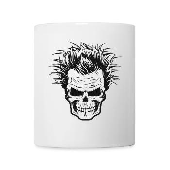 Skull mit wilder Wissenschaftler Haarfrisur - Tasse - Weiß - Vorne