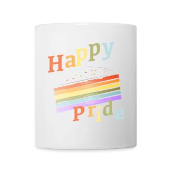 Stück Regenbogen Kuchen in zarten Pastellfarben - Tasse - Weiß - Vorne