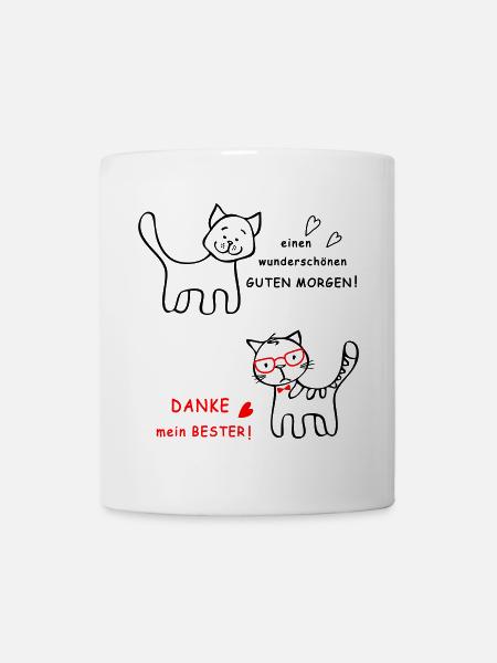 Guten Morgen Hund und Katze - Tasse - Weiß