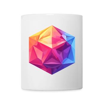 Geometrischer W20 Würfel – Buntes RPG Design - Tasse - Weiß - Vorne
