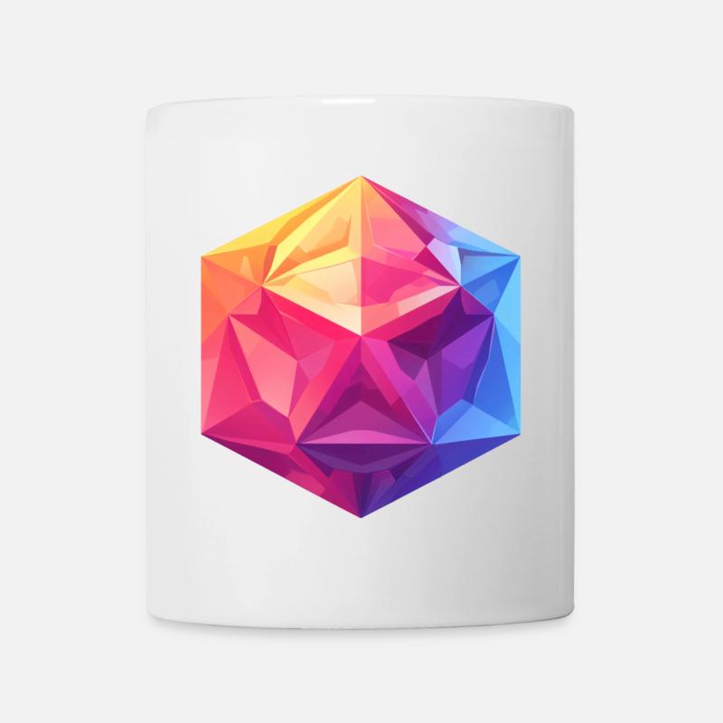Geometric D20 Cube – Colorful RPG Design - Mug - white