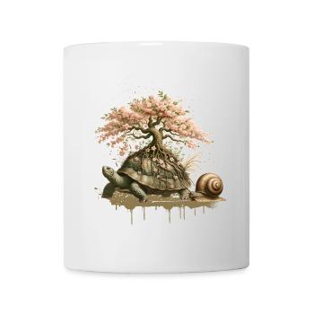 Tortue avec un bonsaï sur sa carapace - Mug blanc - blanc - Devant