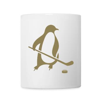 Pinguin Eishockey Silhouette Minimalistisch - Tasse - Weiß - Vorne