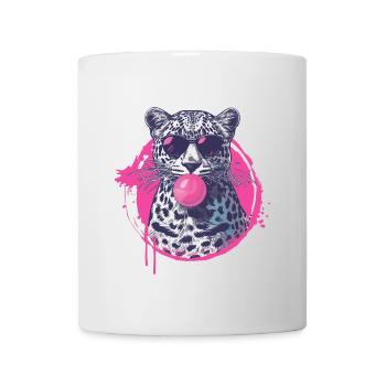 Leopard with sunglasses and pink bubblegum - Mug - white - Front