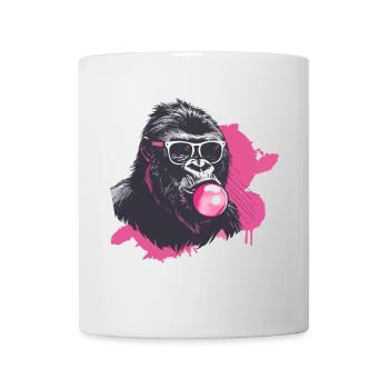 Gorilla with Sunglasses and Chewing Gum Pink - Mug - white - Front