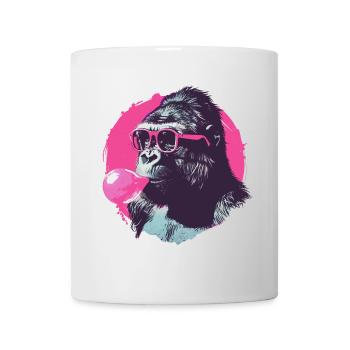 Gorilla with Sunglasses and Chewing Gum Pink - Mug - white - Front