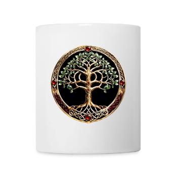 Eleganter und edler Lebensbaum mit keltischem Knoten. - Tasse - Weiß - Vorne