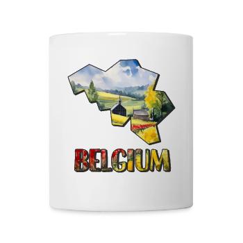 Carte à l’aquarelle de la Belgique - Mug blanc - blanc - Devant