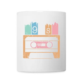 Kassette Musik 90s 1990er used look Klassiker Logo - Tasse - Weiß - Vorne