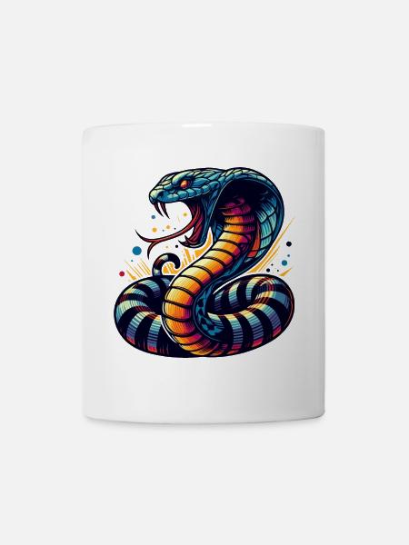 motif serpent Cobra dynamique et coloré - Mug blanc - blanc