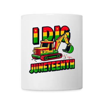 I Dig Juneteenth Fists Camion de construction de tracteur - Mug blanc - blanc - Devant