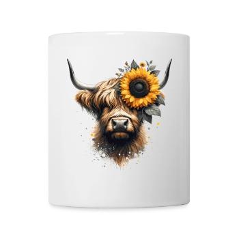 Highland cattle with sunflower - touch of nature - Mug - white - Front