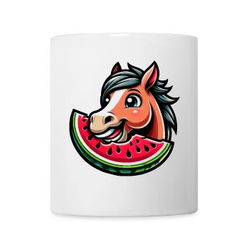 Cheval mignon avec des fruits d’été au melon - Mug blanc - blanc - Devant