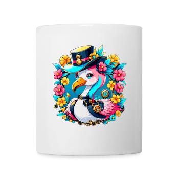 Cute flamingo with a colorful hat - Mug - white - Front