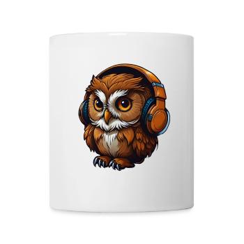 Hibou avec casque - Mug blanc - blanc - Devant