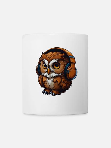 Eule mit Kopfhörern - Tasse - Weiß