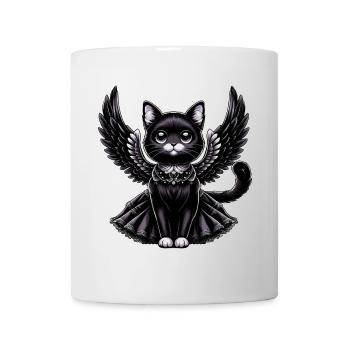 Chat Noir Gothique Ailes D’ange Baroque - Mug blanc - blanc - Devant
