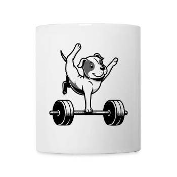 Pitbull Hund Hantel Workout Balancieren Handstand - Tasse - Weiß - Vorne