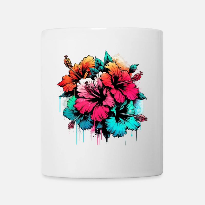 Hibiskusblüten - Tasse - Weiß