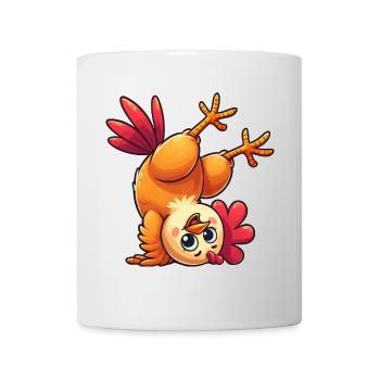 Chicken Hen Rooster Handstand Acrobatics Athlete Fun - Mug - white - Front