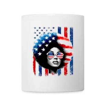 Black African American Women Patriotic Messy Bun - Mug - white - Front