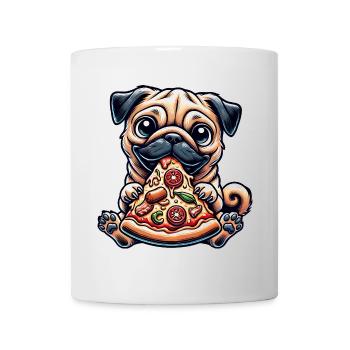 Dog Pug Pizza Cartoon Funny Humor Food - Mug - white - Front