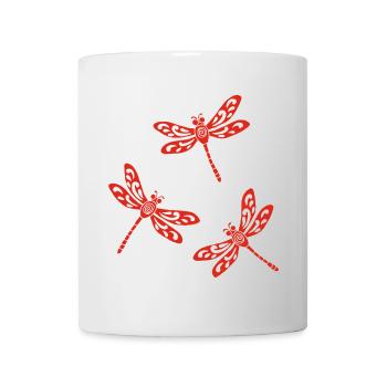 trio de libellules rouges - Mug blanc - blanc - Devant