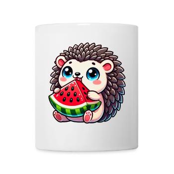 Igel mit Wassermelone Sommerfrucht Design - Tasse - Weiß - Vorne