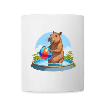 Capybara spielt im Freibad mit einem Wasserball - Tasse - Weiß - Vorne