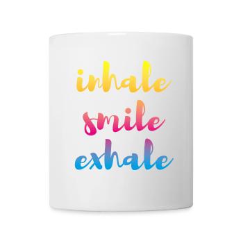 inhale exhale Yoga Verlauf Meditation farbenfroh - Tasse - Weiß - Vorne