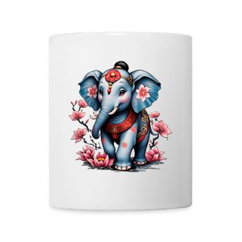Majestic elephant in traditional Japanese style. - Mug - white - Front