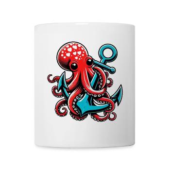 Octopus hugs an Anchor - Mug - white - Front