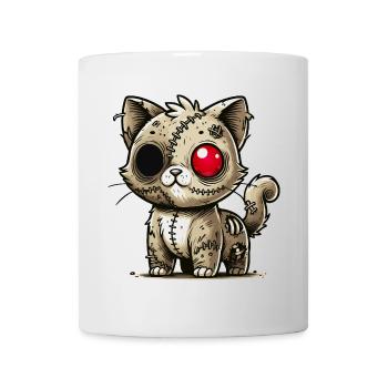 chat kawaii zombie effrayant pour s’amuser à Halloween - Mug blanc - blanc - Devant