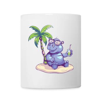 Nilpferd Sommer Strand Comic - Tasse - Weiß - Vorne