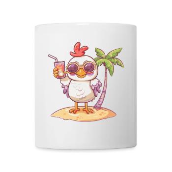 Huhn Sommer Strand Comic - Tasse - Weiß - Vorne