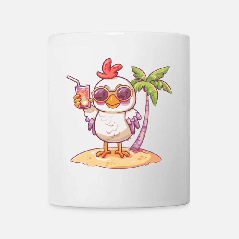 Huhn Sommer Strand Comic - Tasse - Weiß