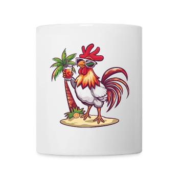 Coq d’été plage bande dessinée - Mug blanc - blanc - Devant
